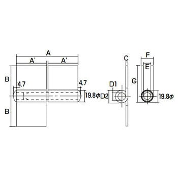 2000W-153R 鉄製特厚溶接蝶番生地 1袋(2個) TRUSCO 【通販サイトMonotaRO】