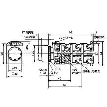 照光押しボタンスイッチ AR22シリーズ 突形(Φ24) 富士電機