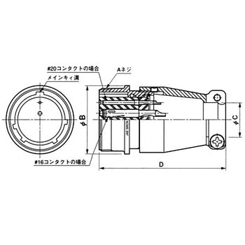 パネル対電線/電線中継接続用丸型コネクタ SRCNシリーズ ケーブル中継用レセプタクル JAE(日本航空電子工業)