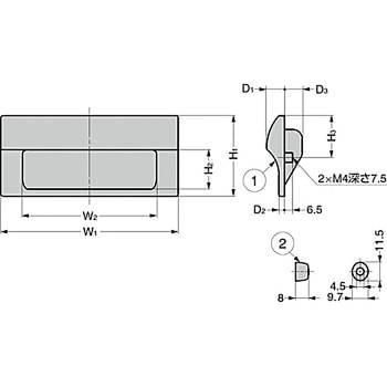 埋込取手 HH-JS ねじ取付 LAMP(スガツネ工業)
