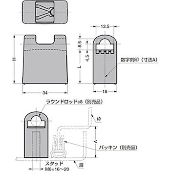 ラウンドロッド用ガイド 200-36型 ワンタッチ取付 LAMP(スガツネ)