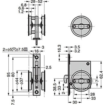 HC-30R ステンレス鋼製引戸掘込カマ錠 両面サムターン仕様 1個