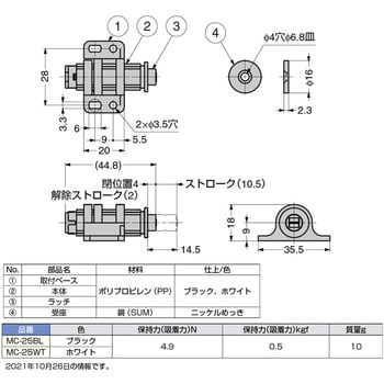 MC-25WT マグネラッチ MC-25型 LAMP(スガツネ) マグネット
