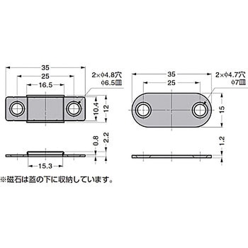 ステンレス鋼製 平行極薄型マグネットキャッチ MC-YN015S、MC-YN015SP LAMP(スガツネ)