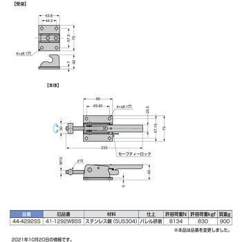 ステンレス鋼製ウルトラファスナー 44-4292SS 掛代調節機能付 LAMP(スガツネ)
