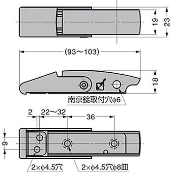 ステンレス鋼製ファスナー 9341型 掛代調節機能付 LAMP(スガツネ)