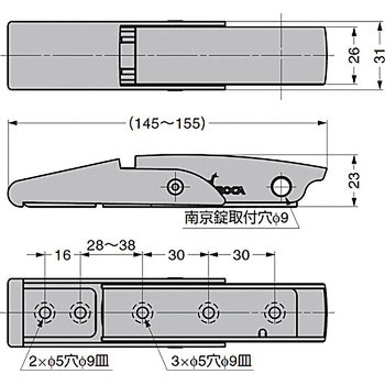 ステンレス鋼製ファスナー 9341型 掛代調節機能付 LAMP(スガツネ)
