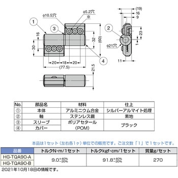 ワンウェイトルクヒンジ HG-TQA型 LAMP(スガツネ)