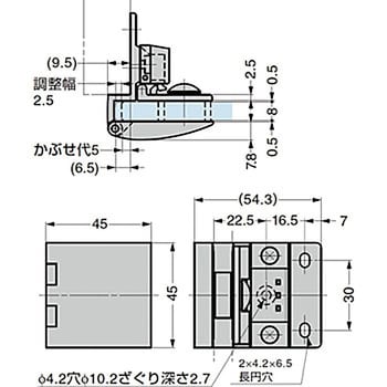 GH-456C-CR キャッチ付ガラス丁番 GH-456C型 かぶせ扉用 1個 スガツネ