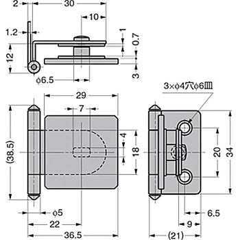 ガラス丁番 GH34-0CR-K インセット扉用 LAMP(スガツネ工業)
