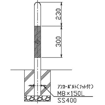 アーチ 車止め 固定式(スチール) サンポール アーチ型 【通販モノタロウ】