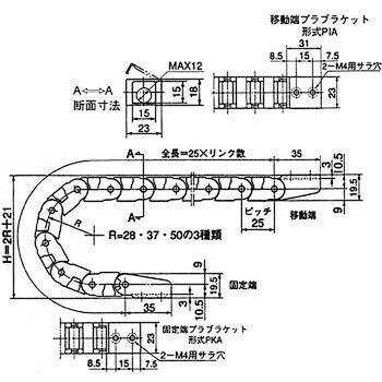 TKP形 プラケーブルベヤ(TKP25H15形) 椿本チエイン