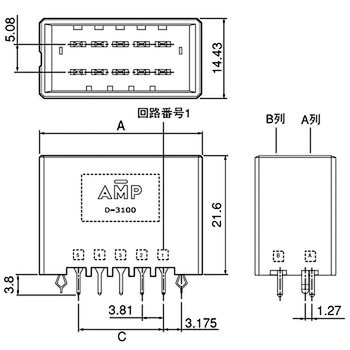 ダイナミック・シリーズ・コネクタ D-3000シリーズ D-3100D ヘッダー TE Connectivity Japan(旧:TYCOELECTRONICS(タイコエレクトロニクス))