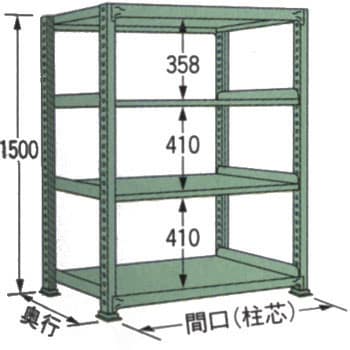 扶桑金属工業 中量ラック WE1518S04T 単連:単体タイプ 棚：4段(天板