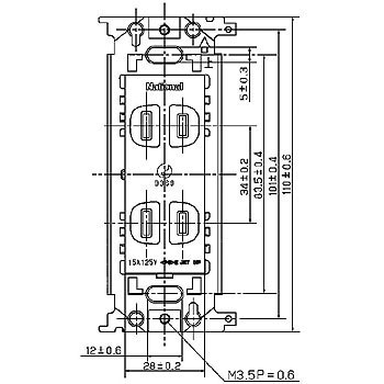 フルカラー埋込ダブルコンセント 15A 125V 極数2P