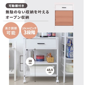 ワゴン キャスター付き  幅50  収納 引き出し付き コンパクト ラック 2段 木製 Coppia