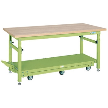 重量ペダル昇降移動式作業台(TKW/耐荷重500kg/木目調メラミン天板/H740～1040) サカエ