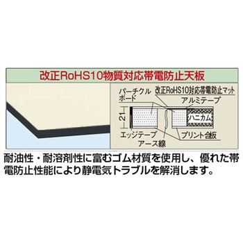帯電防止マット張作業台 抗菌パールホワイト (DSK/耐荷重350kg/H740/固定式) サカエ