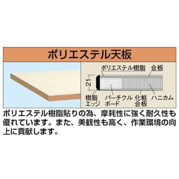 軽量作業台(KHタイプ/200kg/ポリエステル天板/H900/キャスター付) サカエ