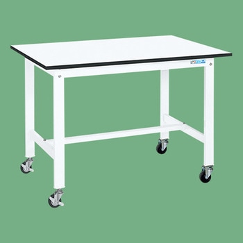 軽量作業台 抗菌パールホワイト(KK/200kg/ポリエステル天板/H810/キャスター付) サカエ