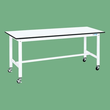 軽量作業台 抗菌パールホワイト(KK/200kg/ポリエステル天板/H810/キャスター付) サカエ
