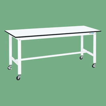 軽量作業台 抗菌パールホワイト(KK/200kg/ポリエステル天板/H810/キャスター付) サカエ