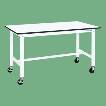 軽量作業台 抗菌パールホワイト(KK/200kg/ポリエステル天板/H840/キャスター付) サカエ