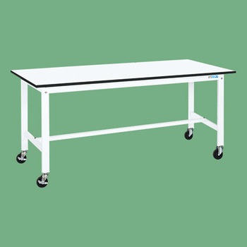 軽量作業台 抗菌パールホワイト(KK/200kg/ポリエステル天板/H840/キャスター付) サカエ