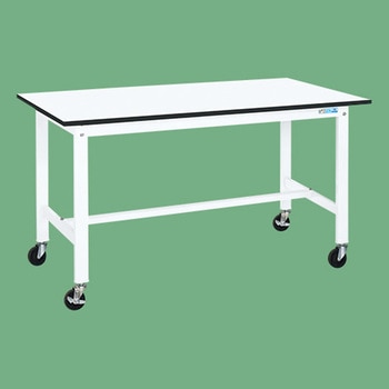 軽量作業台 抗菌パールホワイト(KK/200kg/ポリエステル天板/H840/キャスター付) サカエ