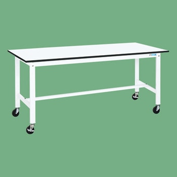 軽量作業台 抗菌パールホワイト(KK/200kg/ポリエステル天板/H840/キャスター付) サカエ
