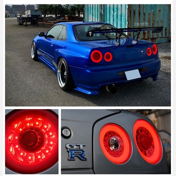 R34 スカイライン GT GT-R 2D クーペ用 BNR ENR ER HR ファイバー LEDテールランプ レッドクリアー 78WORKS