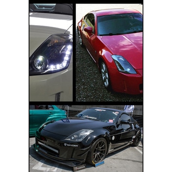 Z33 フェアレディZ 中期 後期用 USで人気モデル 高輝度LED LEDラインヘッドライト クローム / ブラック 78WORKS