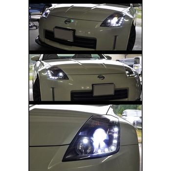 Z33 フェアレディZ 中期 後期用 USで人気モデル 高輝度LED LEDラインヘッドライト クローム / ブラック 78WORKS
