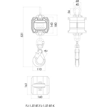 BLE接続外部表示器付属 検定付き防塵・防水クレーンスケール エー・アンド・デイ