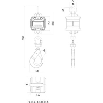 BLE接続外部表示器付属 検定付き防塵・防水クレーンスケール エー・アンド・デイ