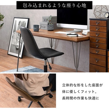 本革風 デスクチェア オフィスチェア 昇降式  (背面角型) 萩原