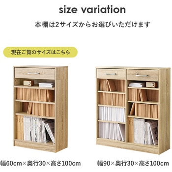 1cm刻みで調節できる 本棚 幅60cm 萩原