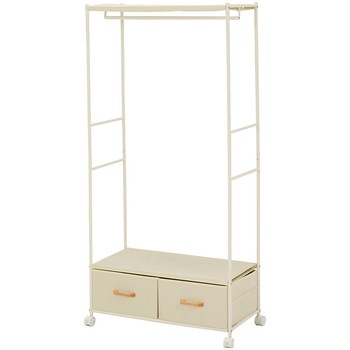 シンプルハンガーラック 引出し2杯 幅75cm 萩原