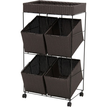 ランドリーラック スクエア型バスケット4個 斜めタイプ 幅56cm 萩原