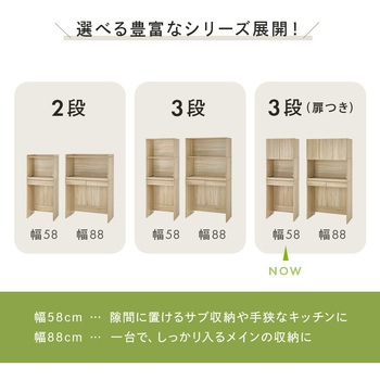 キッチンラック 扉付き 幅58×高さ172cm 萩原