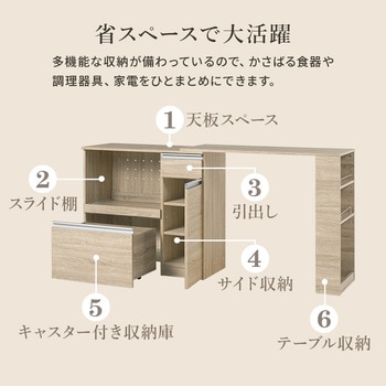 キッチンカウンター&拡張テーブルSET<ミドルタイプ 幅89cm> 萩原