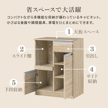 収納力に優れた キッチンカウンター <スリムタイプ 幅60cm> 扉収納タイプ 萩原