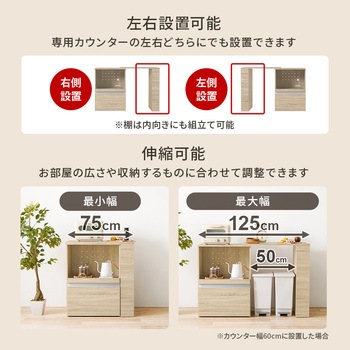 キッチンカウンター 拡張テーブルセット <スリム・収納庫タイプ 幅60cm> 萩原