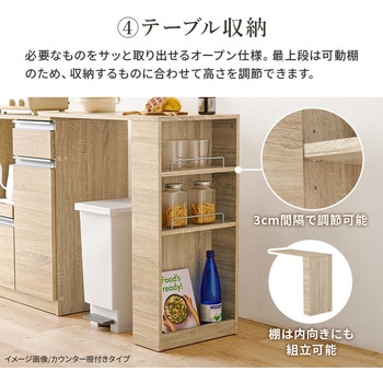 キッチンカウンター 拡張テーブルセット <スリム・収納庫タイプ 幅60cm> 萩原