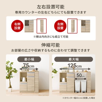キッチンカウンター 拡張テーブルセット <スリム・扉収納タイプ 幅60cm> 萩原
