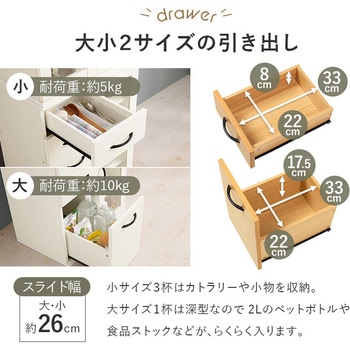 容量によって選べる カントリー調 キッチンボード 幅60  Bタイプ 萩原