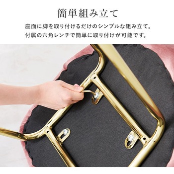 ベロア調×ゴールド脚 シェル型 チェアー ハイバック 萩原