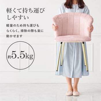 ベロア調×ゴールド脚 シェル型 チェアー ハイバック 萩原