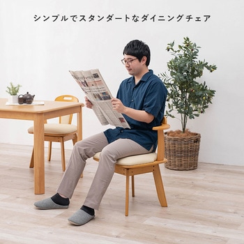 360度 回転 ダイニングチェアー 座面 クッションタイプ 肘付2脚セット 萩原