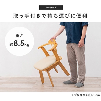 360度 回転 ダイニングチェアー 座面 クッションタイプ 肘付2脚セット 萩原